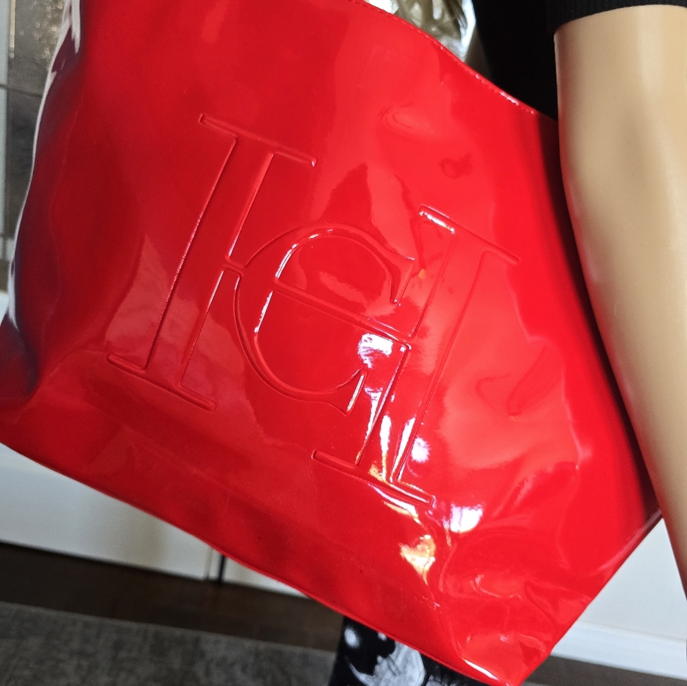 Carolina Herrera Glossy Red Tote Bag - Picture 4 of 14